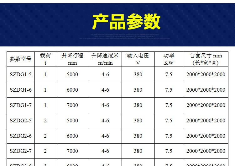 聚彩骏业直顶式液压升降机 标准型升降机 固定式升降台